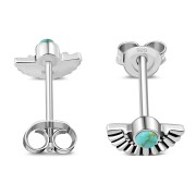 Turquoise Ethnic Style Sterling Silver Stud Earrings, e436st